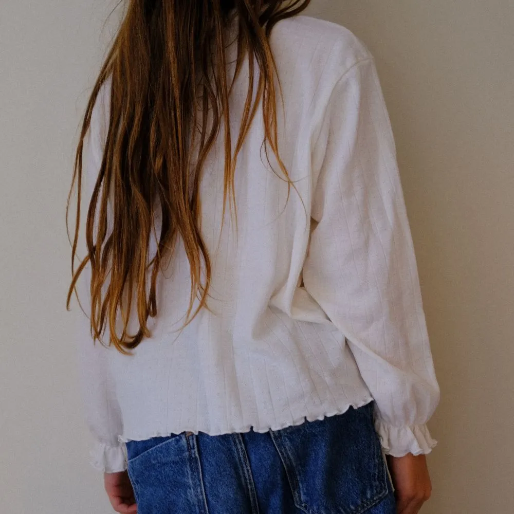 Tothemoon ☾ - Shirt - Long sleeve - Piquette cuffs - Wool & silk - Pointelle - Wide fit