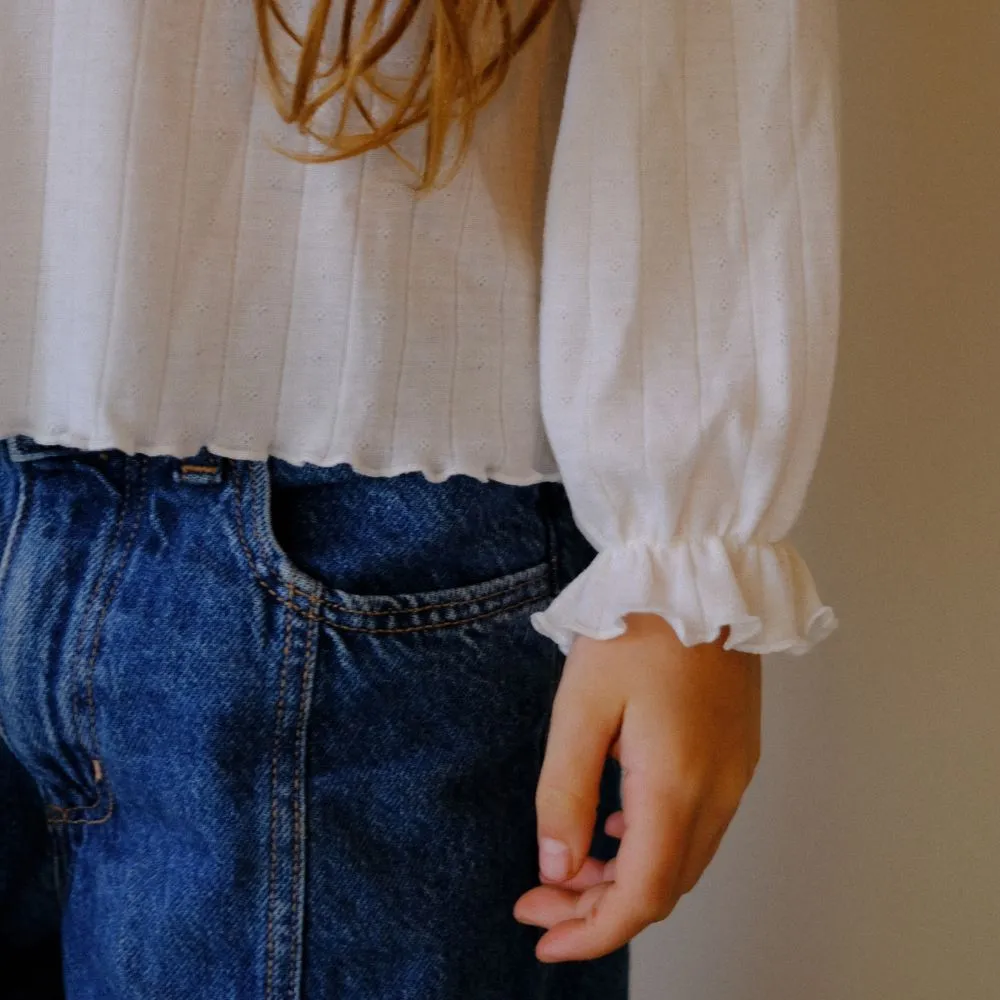 Tothemoon ☾ - Shirt - Long sleeve - Piquette cuffs - Wool & silk - Pointelle - Wide fit