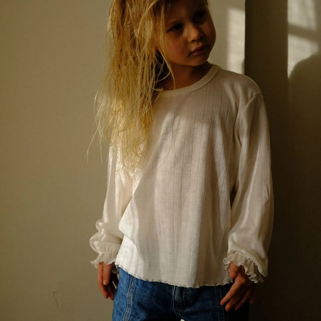 Tothemoon ☾ - Shirt - Long sleeve - Piquette cuffs - Wool & silk - Pointelle - Wide fit