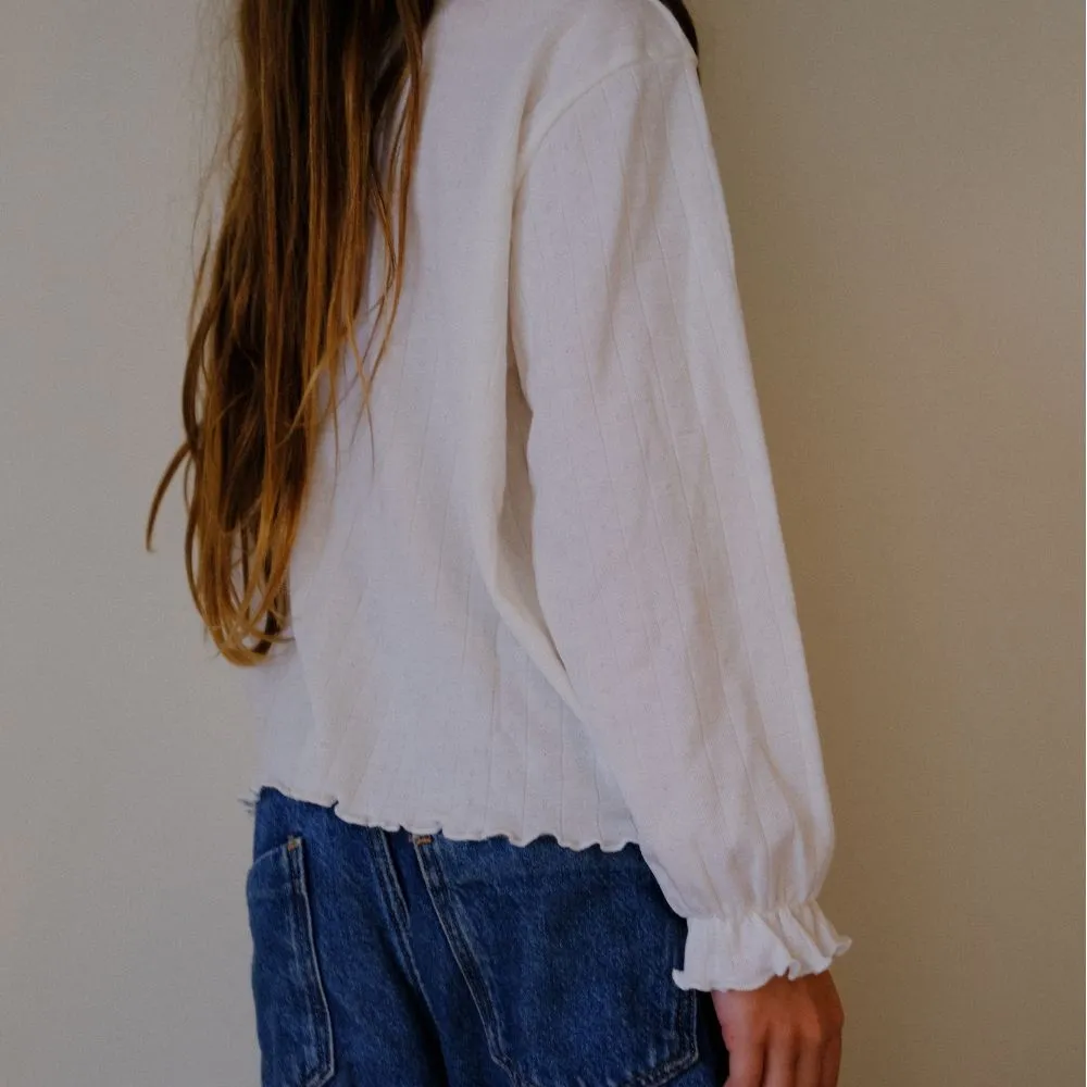 Tothemoon ☾ - Shirt - Long sleeve - Piquette cuffs - Wool & silk - Pointelle - Wide fit
