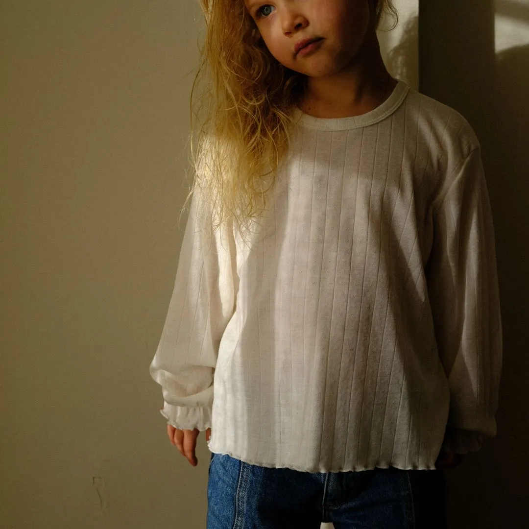 Tothemoon ☾ - Shirt - Long sleeve - Piquette cuffs - Wool & silk - Pointelle - Wide fit