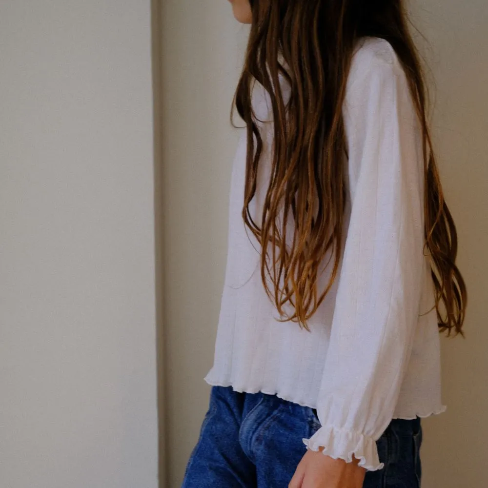 Tothemoon ☾ - Shirt - Long sleeve - Piquette cuffs - Wool & silk - Pointelle - Wide fit