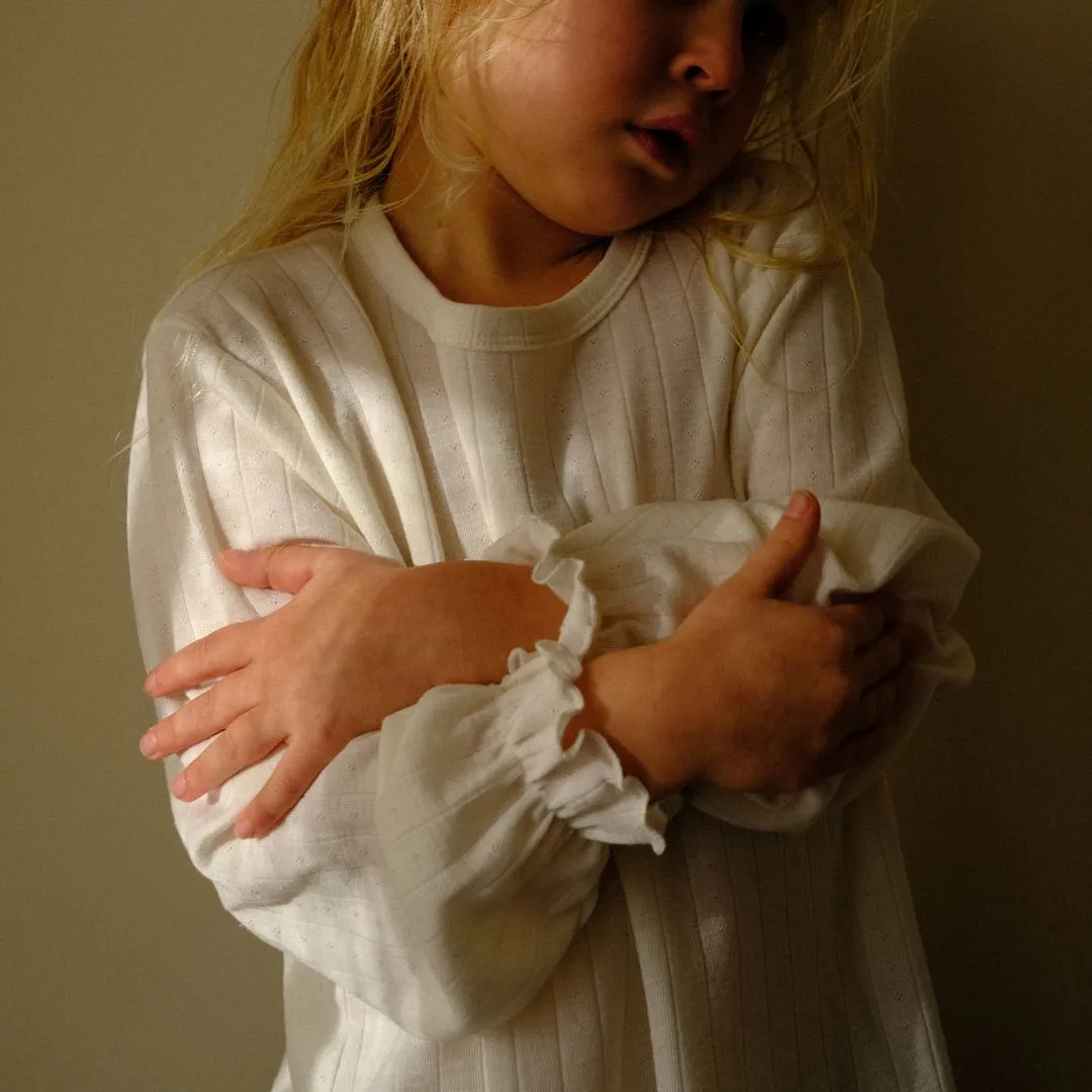 Tothemoon ☾ - Shirt - Long sleeve - Piquette cuffs - Wool & silk - Pointelle - Wide fit