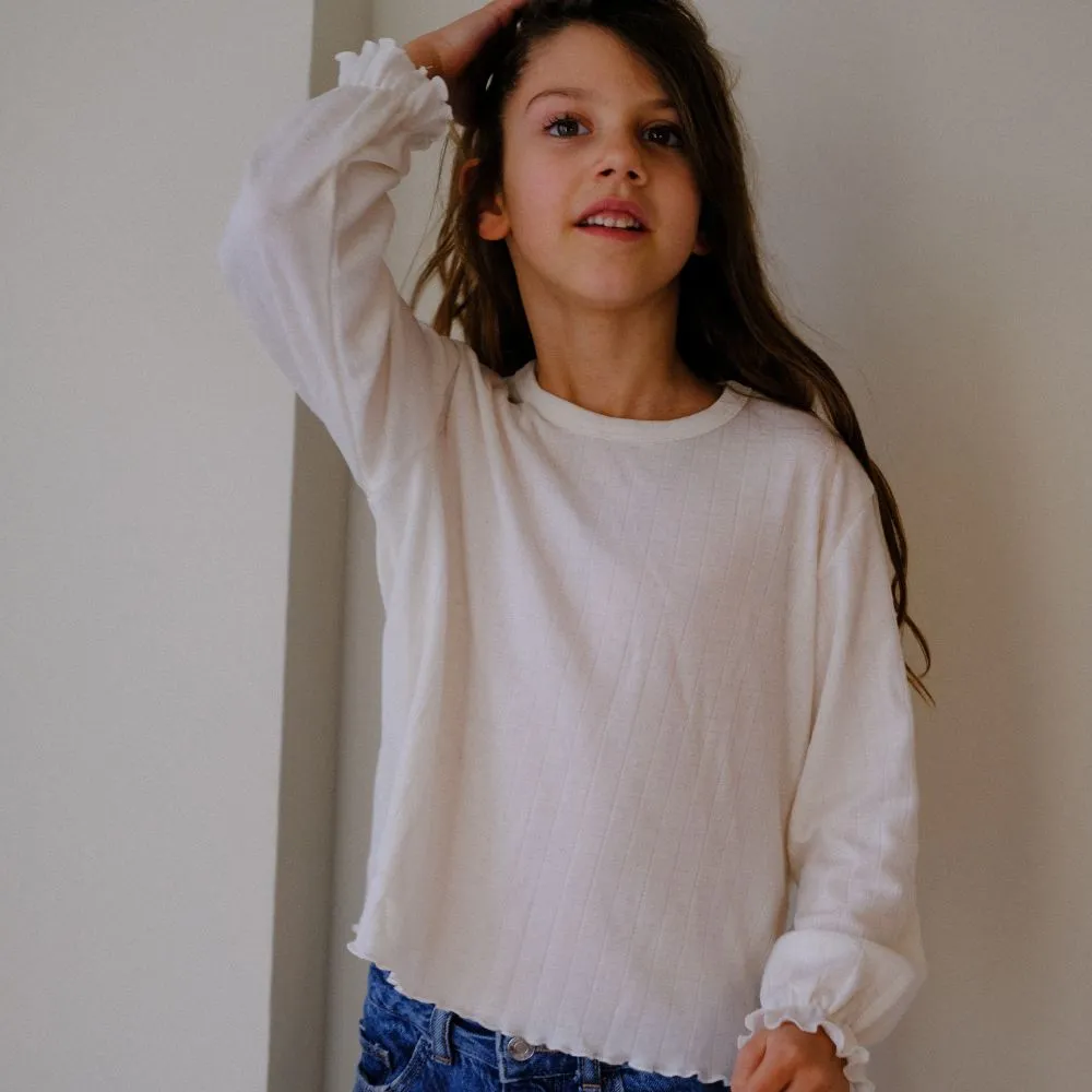 Tothemoon ☾ - Shirt - Long sleeve - Piquette cuffs - Wool & silk - Pointelle - Wide fit