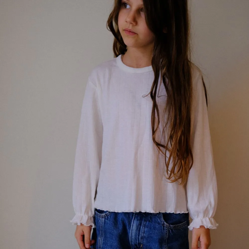 Tothemoon ☾ - Shirt - Long sleeve - Piquette cuffs - Wool & silk - Pointelle - Wide fit