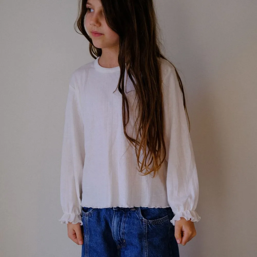 Tothemoon ☾ - Shirt - Long sleeve - Piquette cuffs - Wool & silk - Pointelle - Wide fit