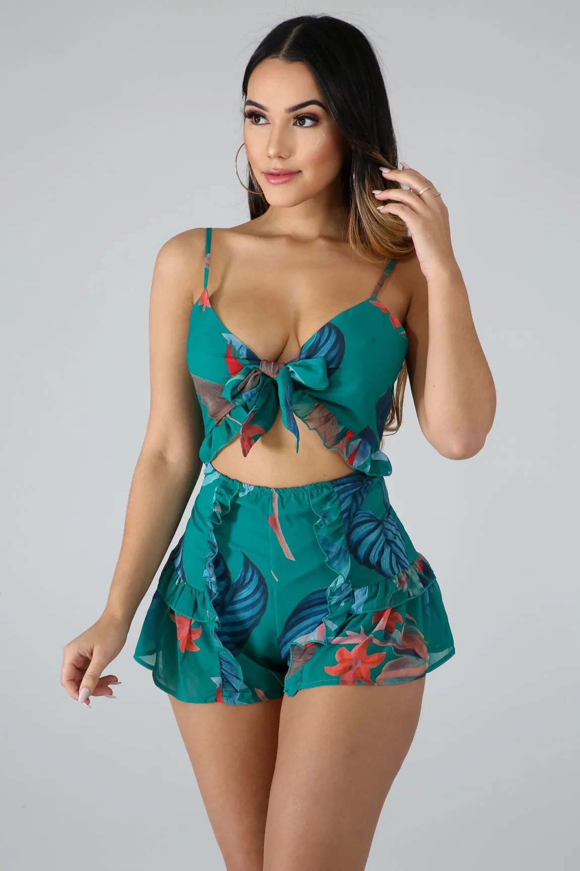 Tropical flare romper