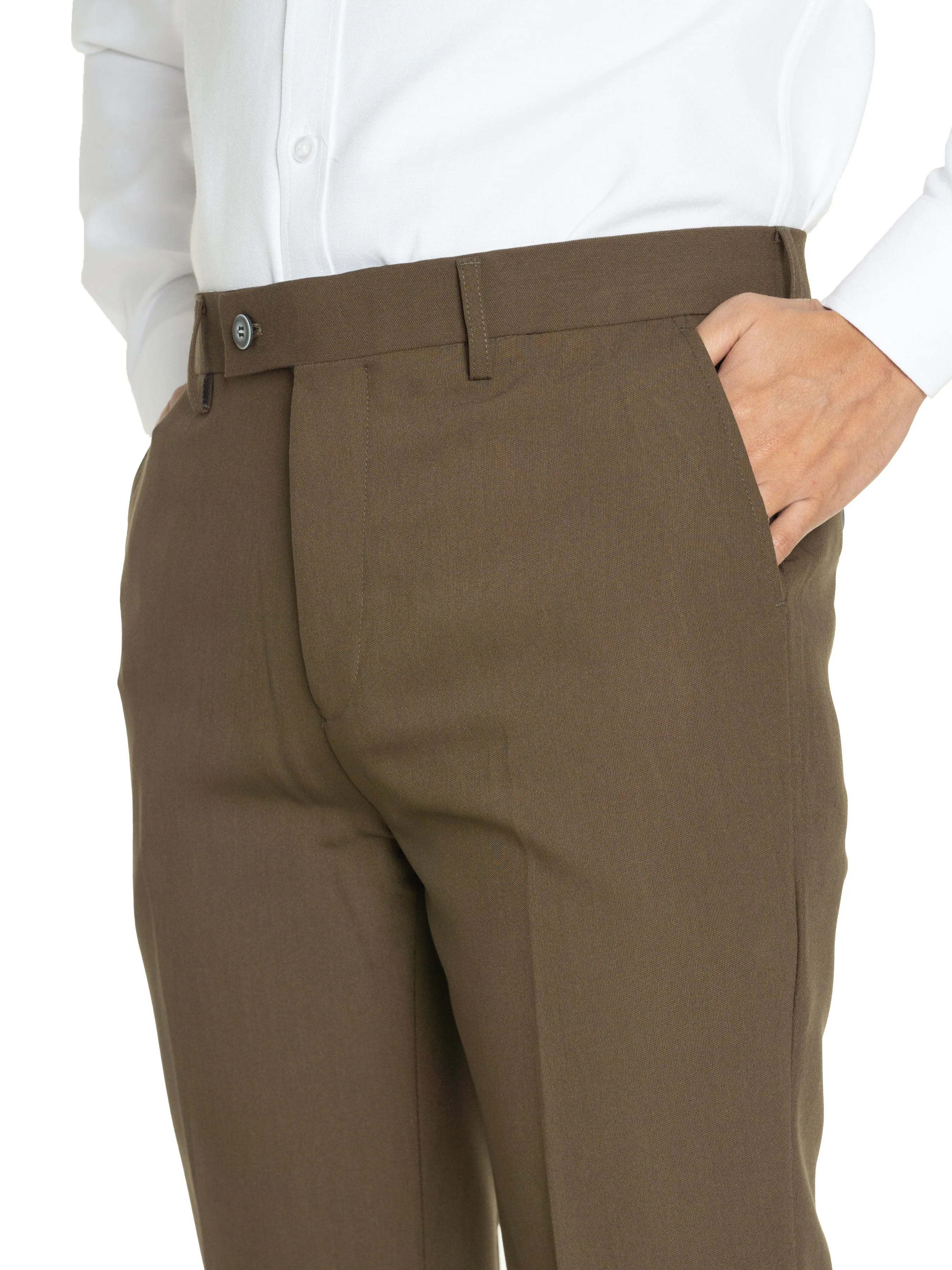 Trousers With Belt Loop - Coffee Plain (Slim Straight)