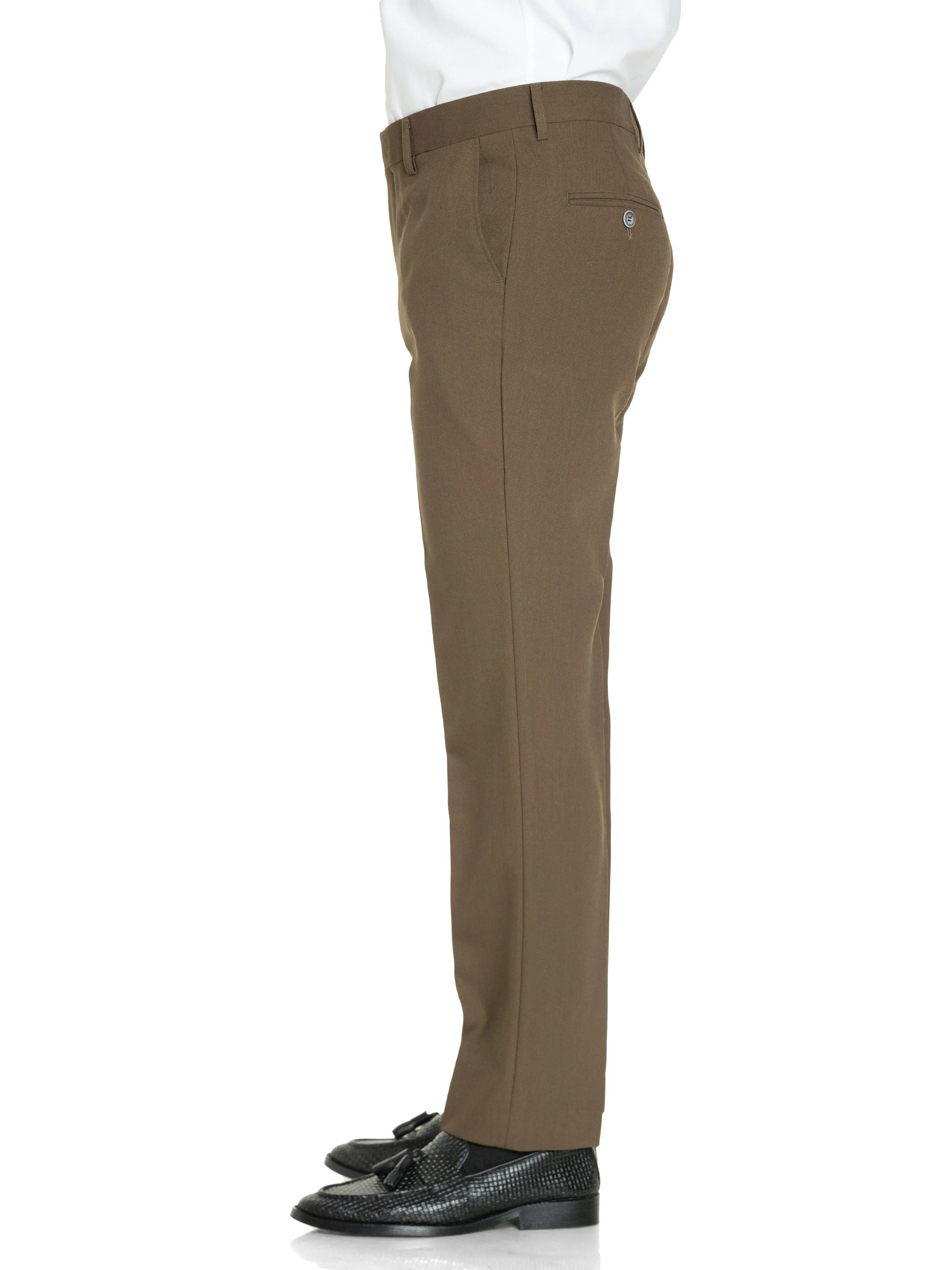 Trousers With Belt Loop - Coffee Plain (Slim Straight)