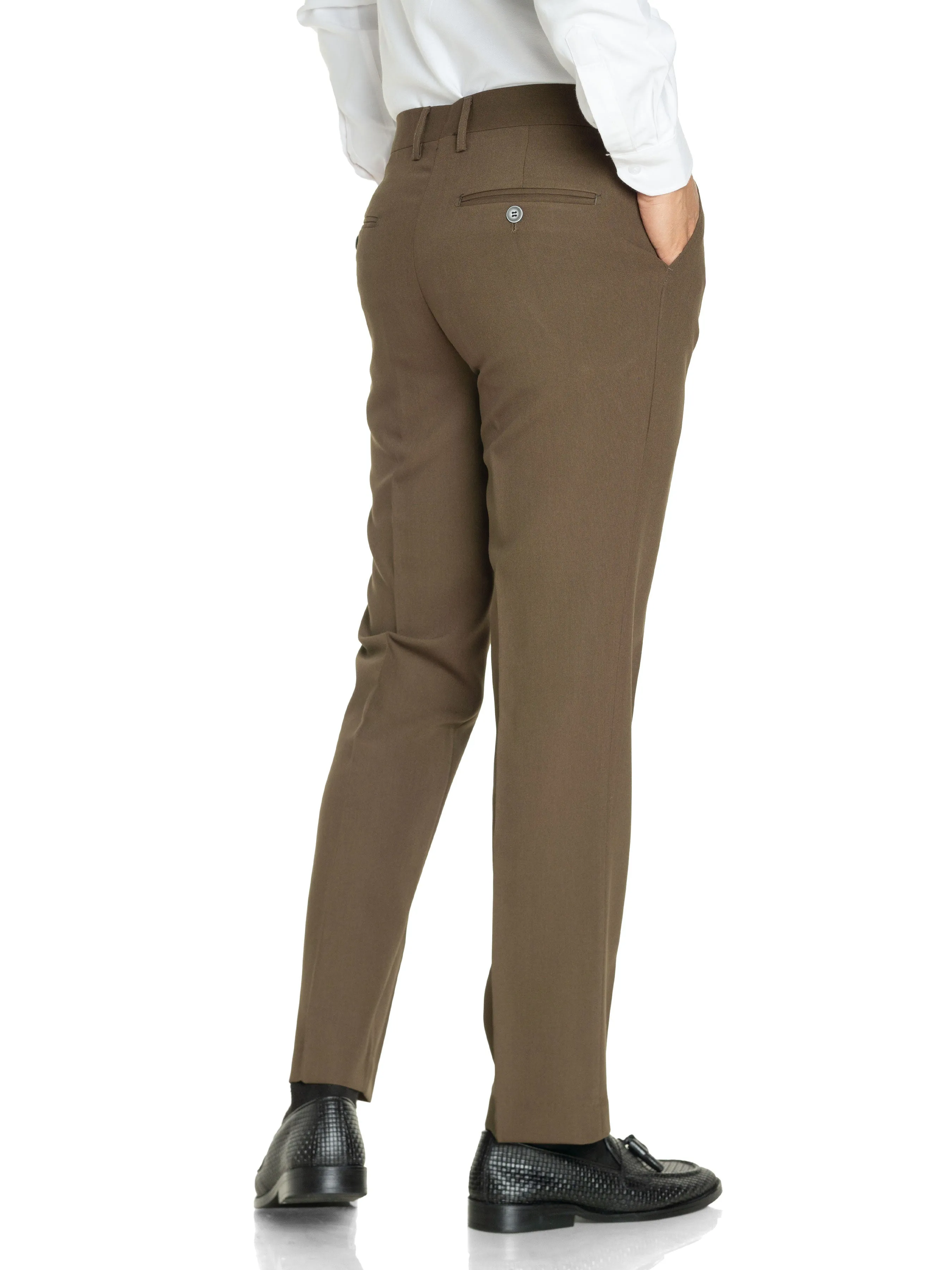 Trousers With Belt Loop - Coffee Plain (Slim Straight)