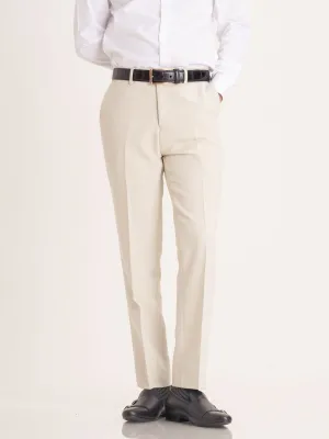Trousers With Belt Loop - Sand White Plain (Slim Straight)