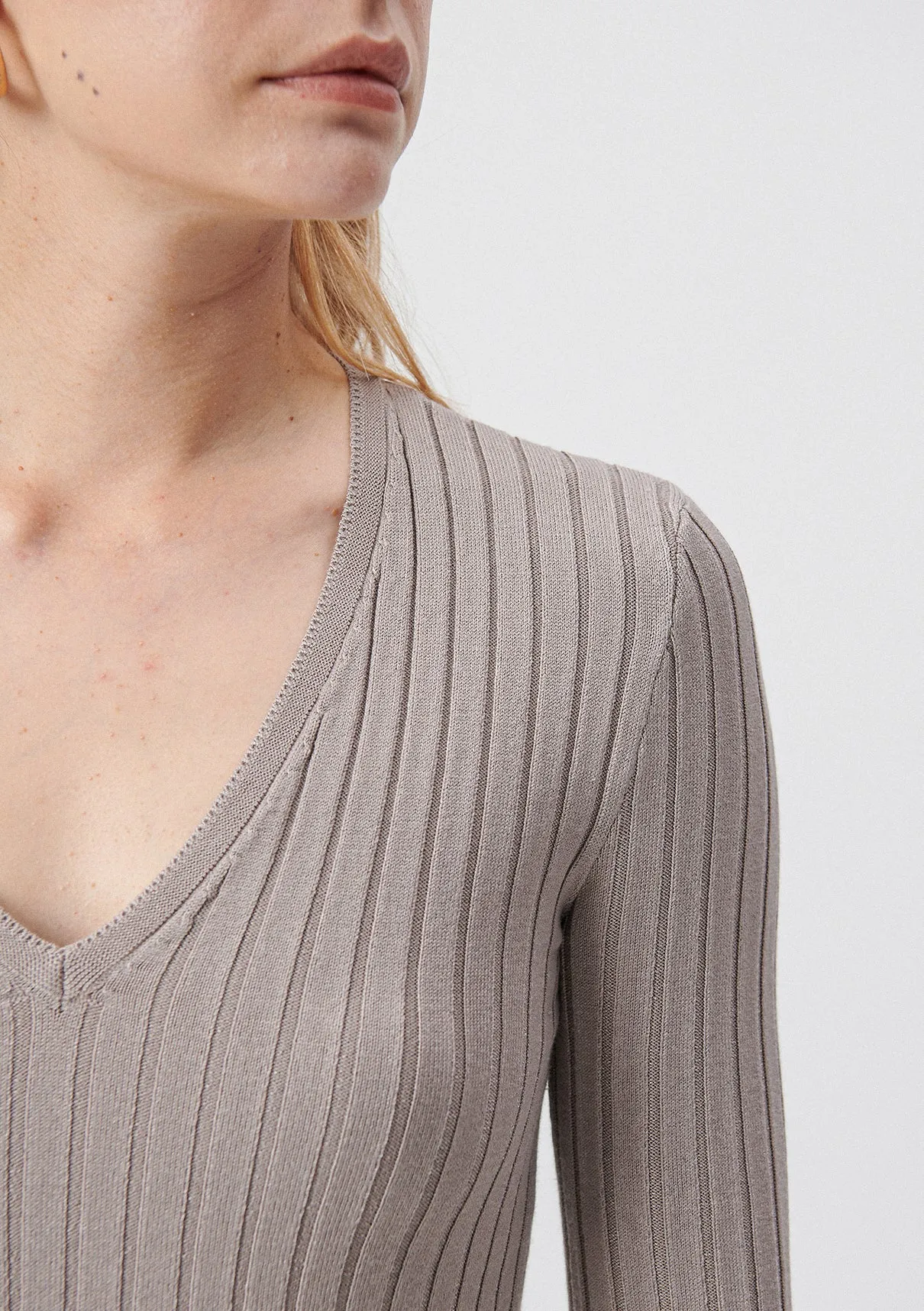 V Neck Grey Sweater