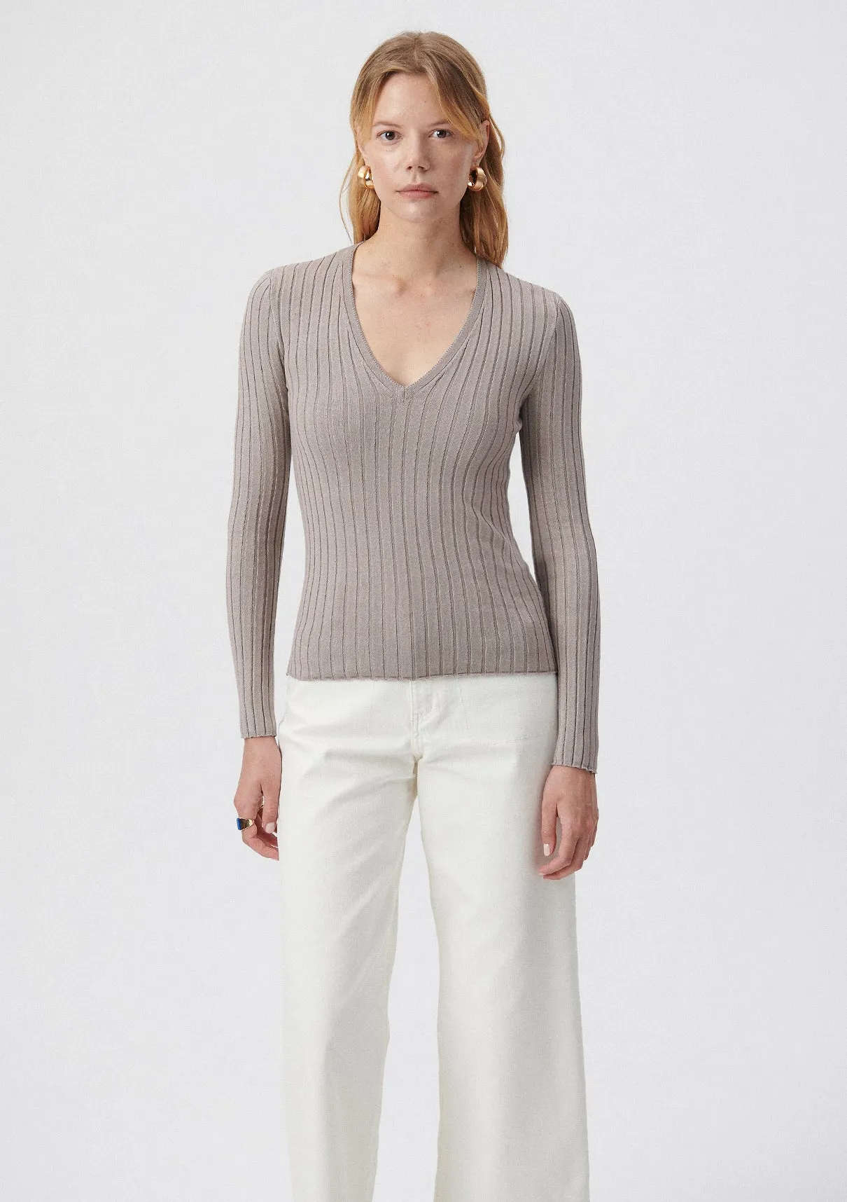V Neck Grey Sweater