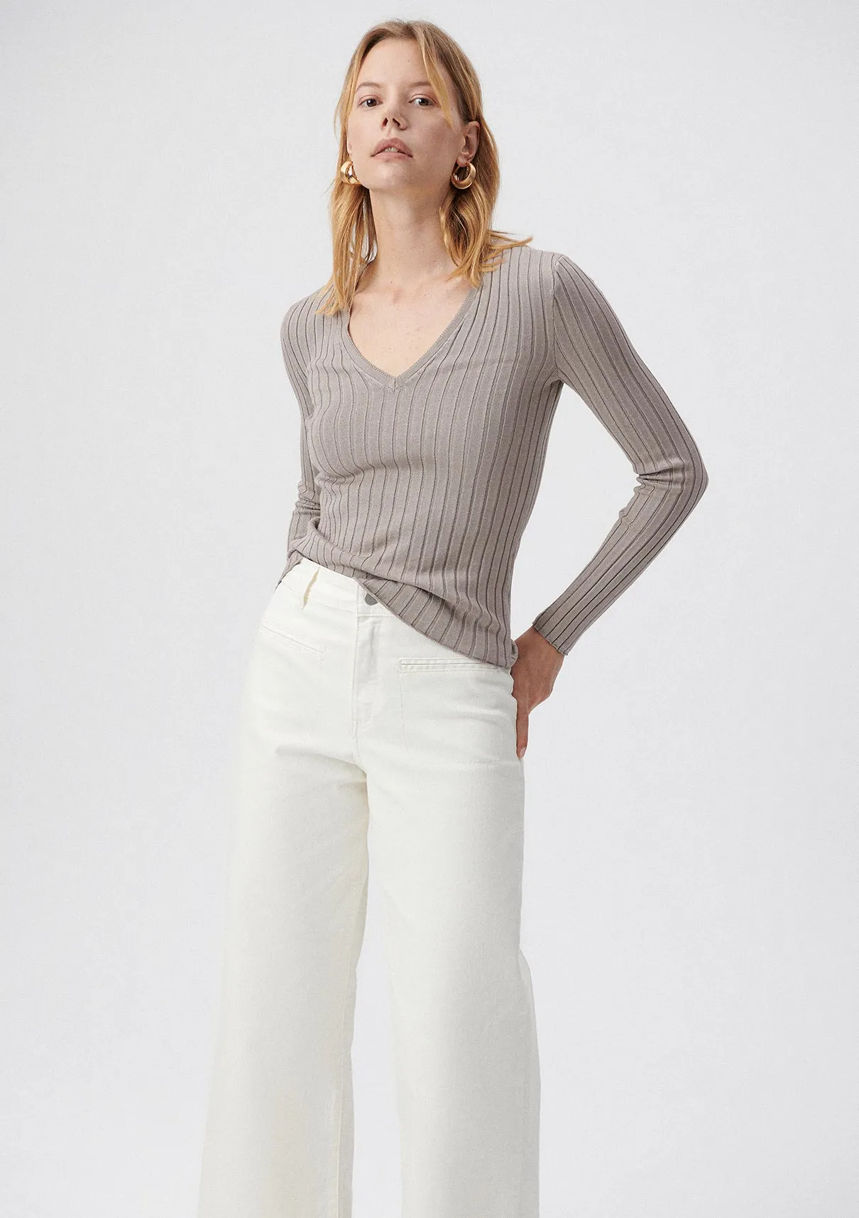 V Neck Grey Sweater