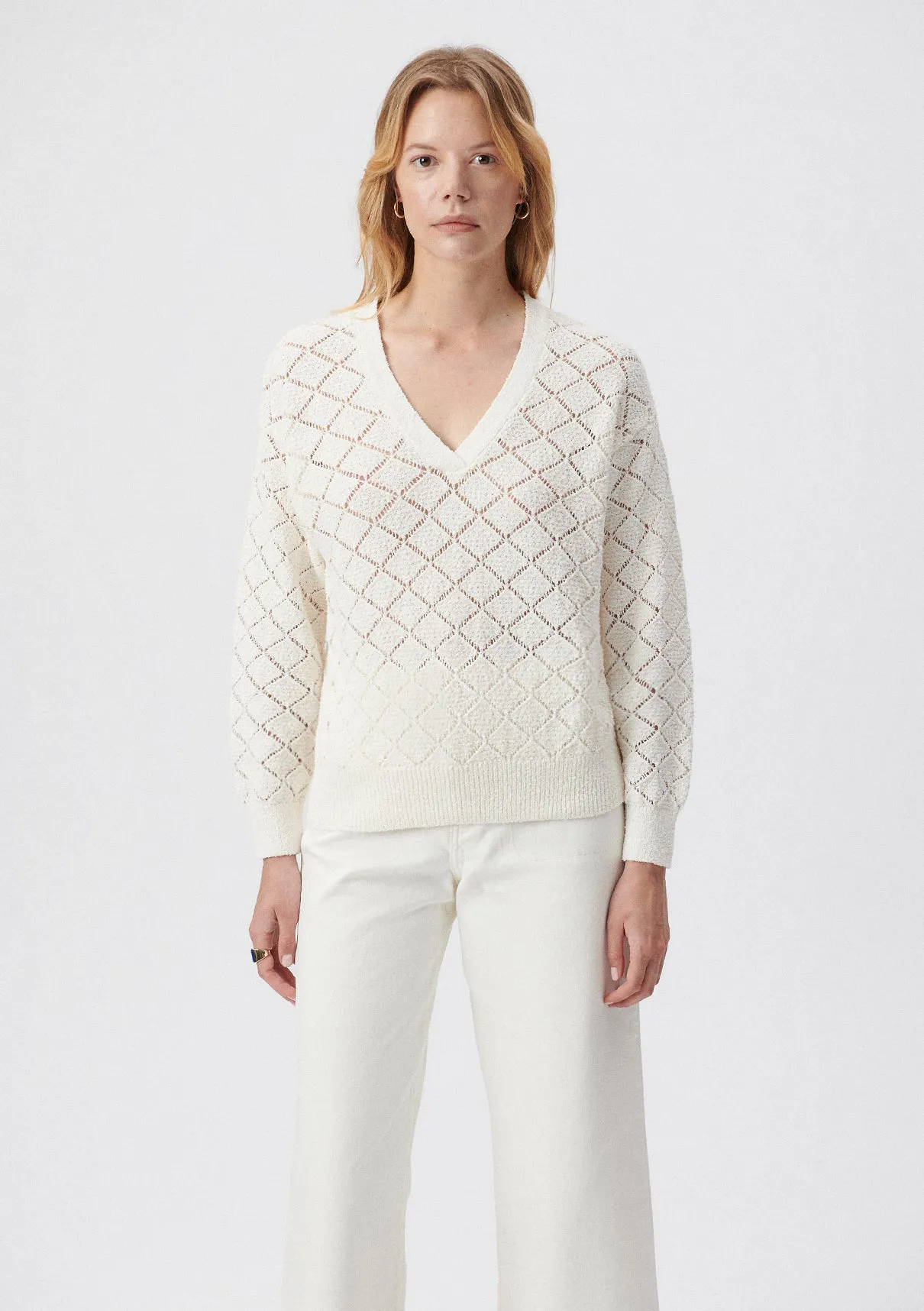 V Neck Off White Sweater