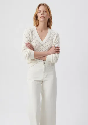 V Neck Off White Sweater