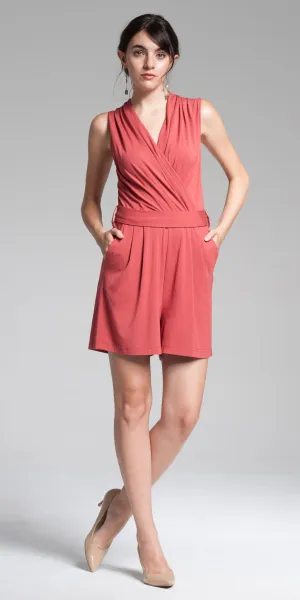 V-Neck Romper - Lt. Rust