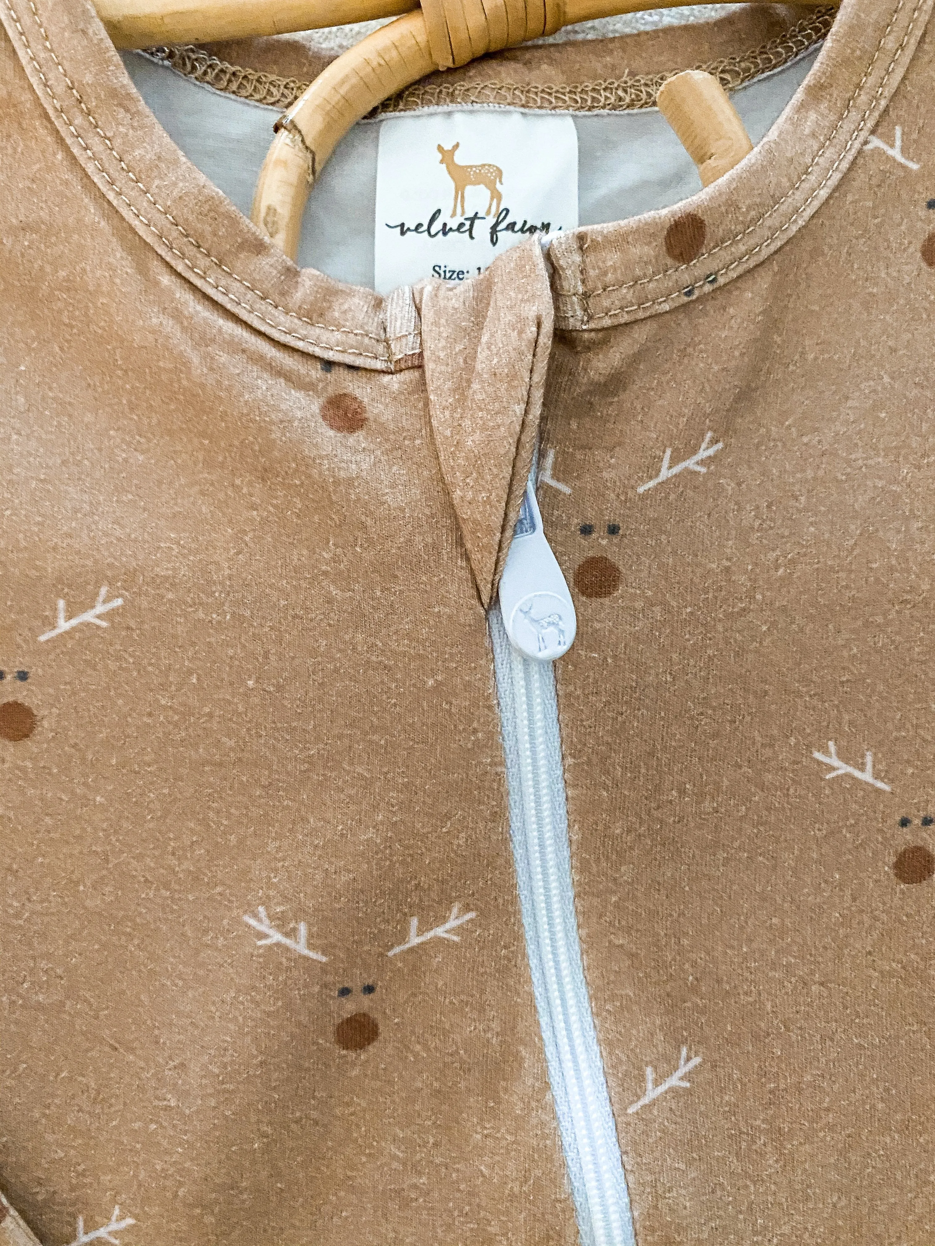 Velvet Fawn Reindeer Games Zipper Footie Jammies