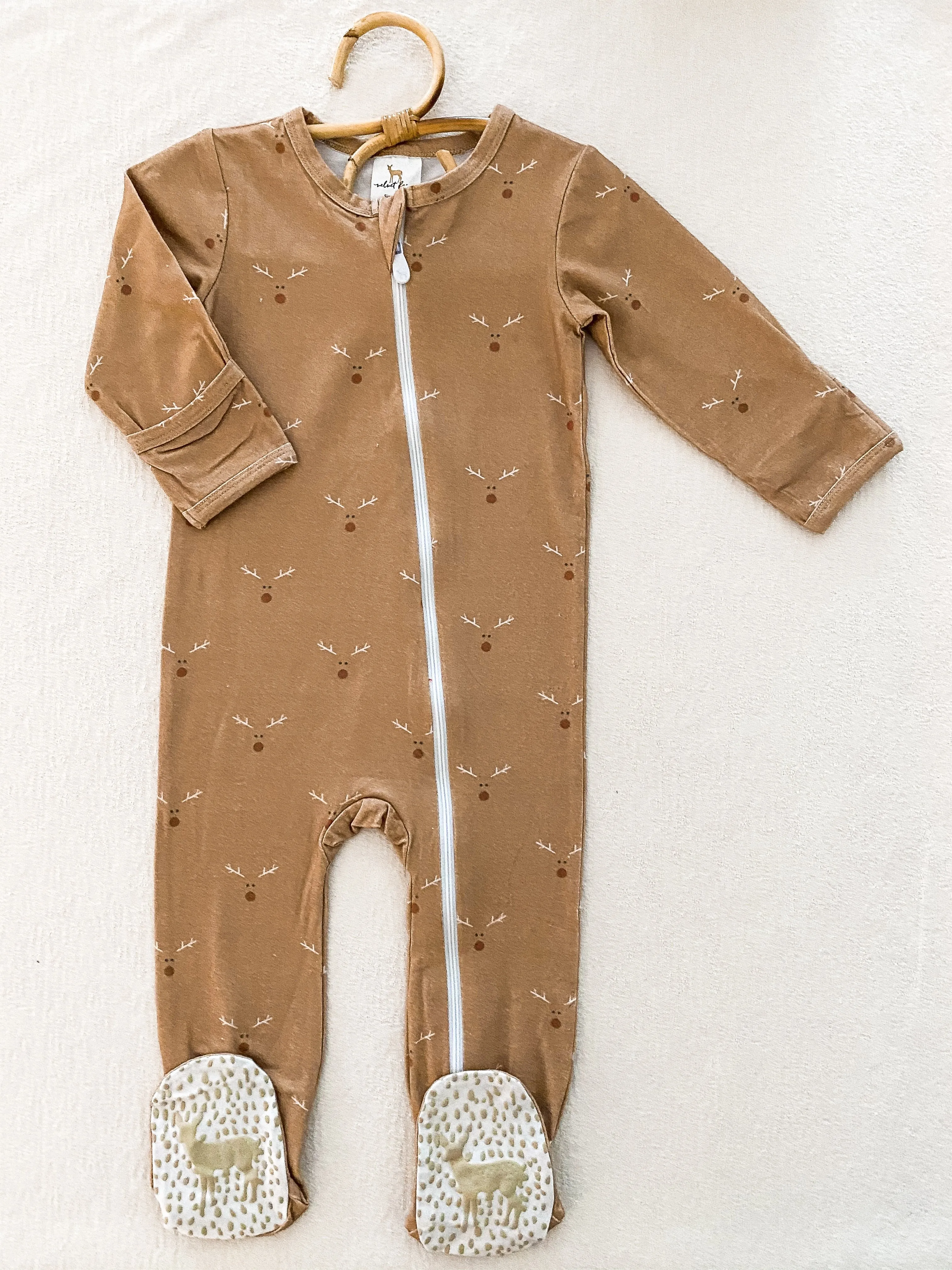 Velvet Fawn Reindeer Games Zipper Footie Jammies
