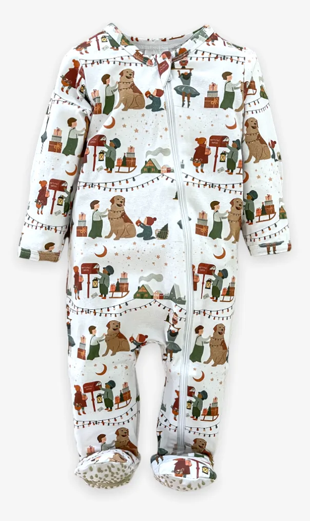 Velvet Fawn Tinsel Town Zipper Baby Footie Jammie