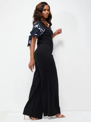 Vivo Ada Puff Sleeve Jumpsuit - Black