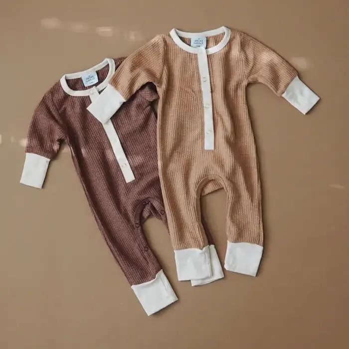 WAFFLE ROMPER - COCOA