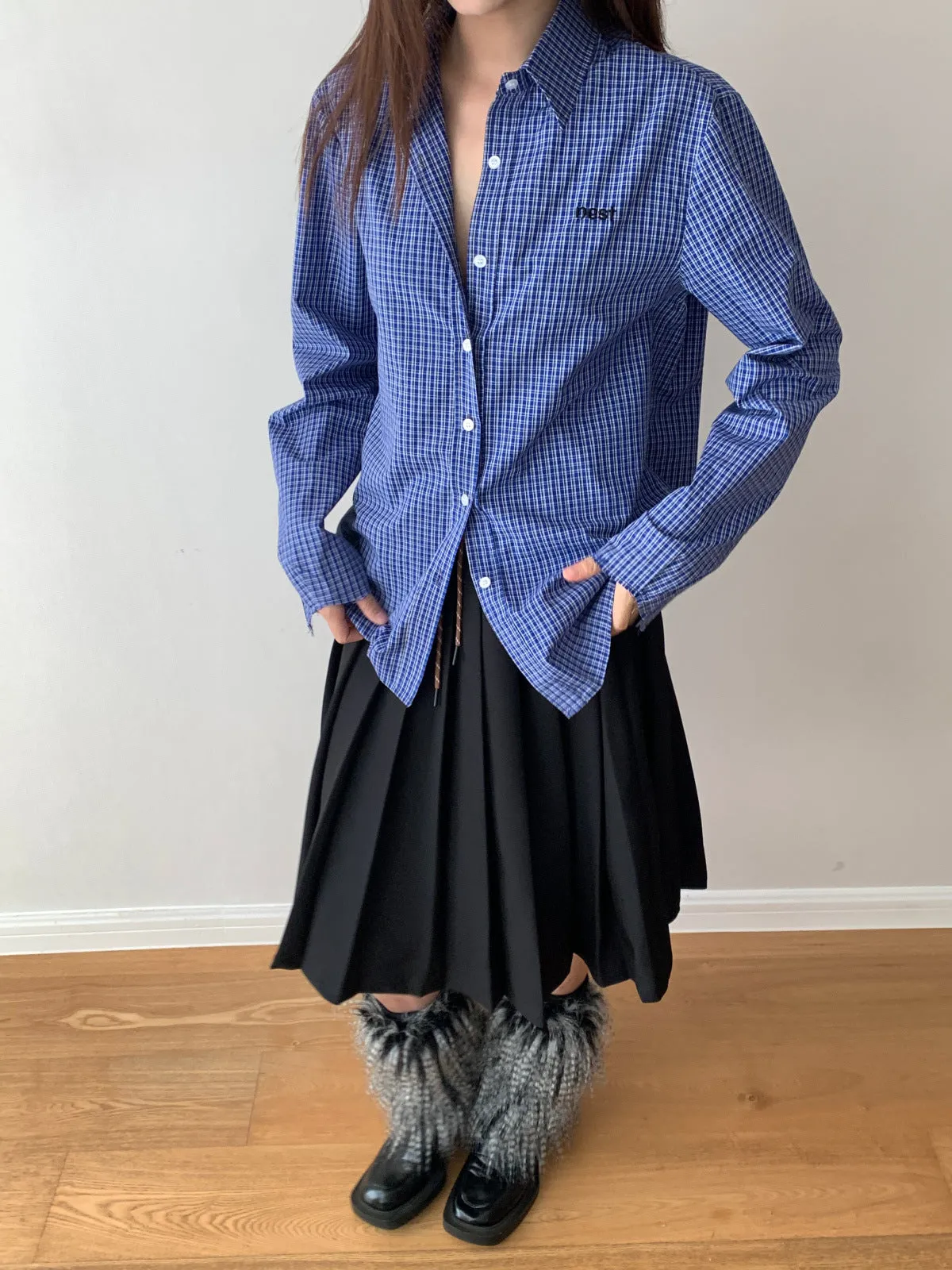 Waist Tie Pleated Maxi Skirt