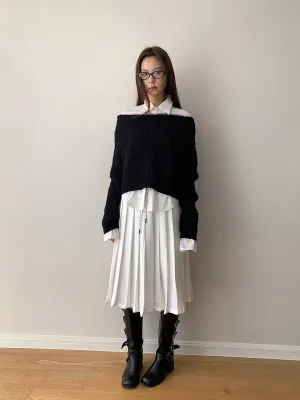 Waist Tie Pleated Maxi Skirt