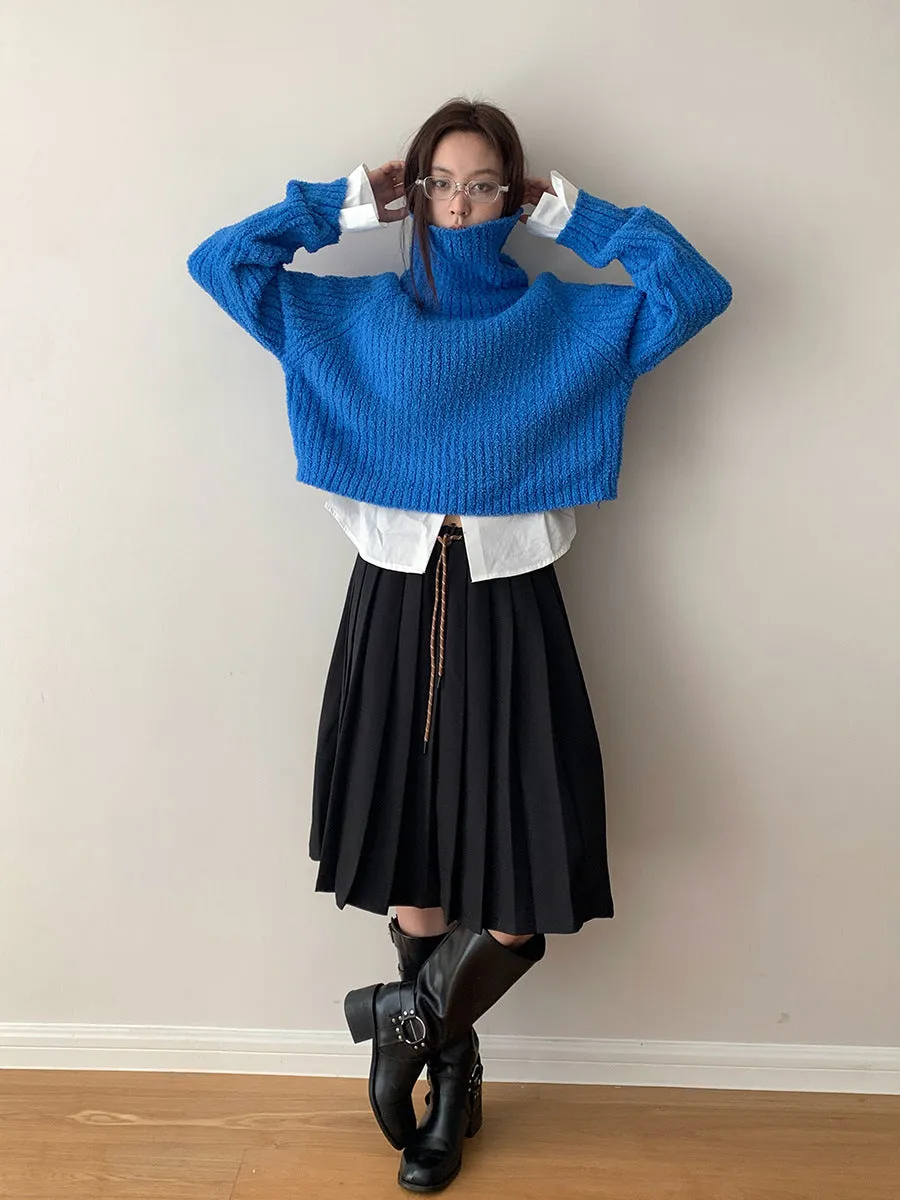 Waist Tie Pleated Maxi Skirt