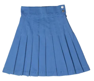 Waisted blue pleated skirt by Crew Basics