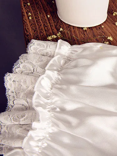 White Black Light Orange Lolita Bloomers Silk-like Lace Trim