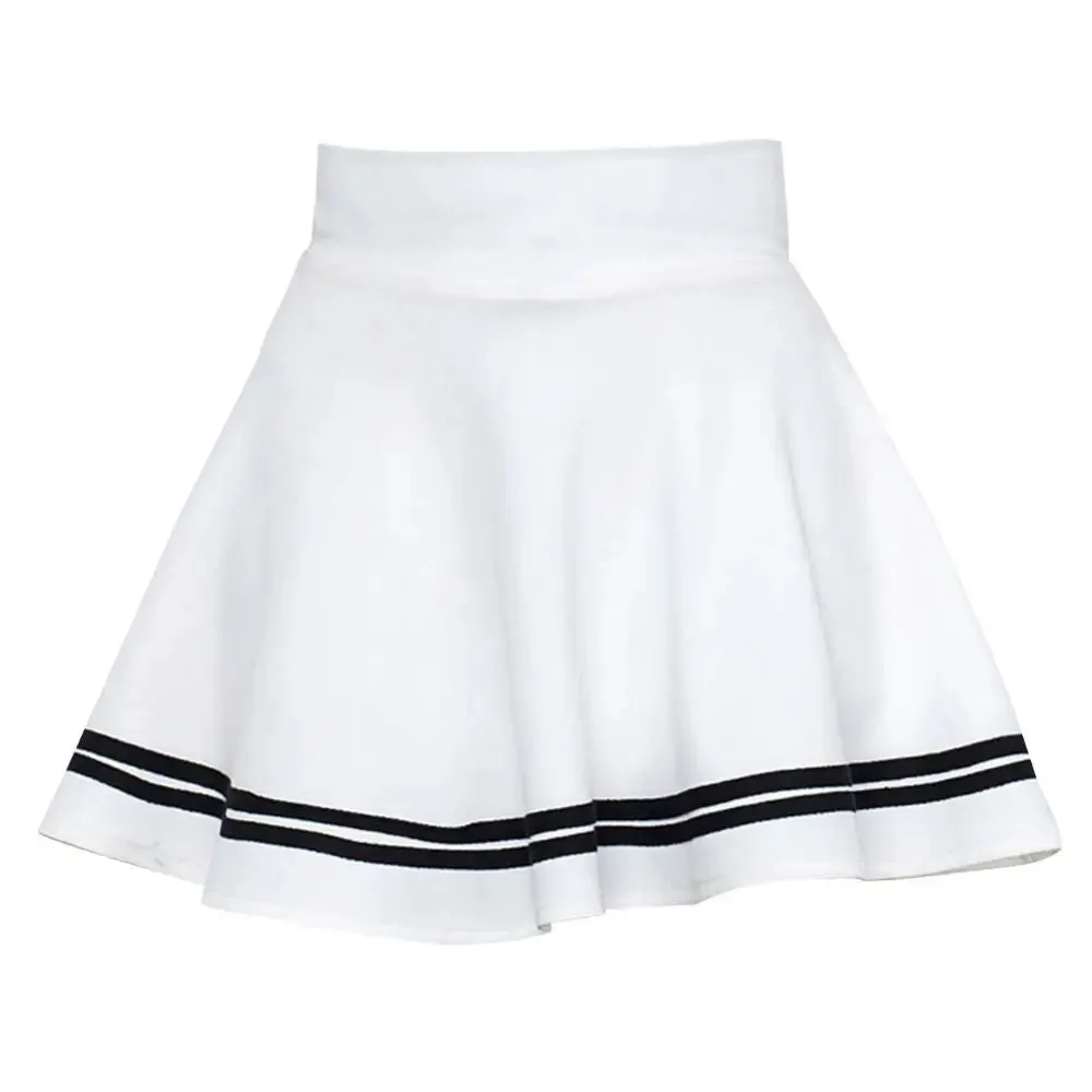 Women’s High Waist Solid Color Pleated Mini School Skirt