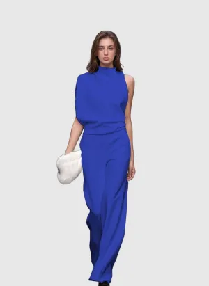 Women’s Jumpsuit – Asymmetric Neckline – Wide-Leg Fit – Elegant Drape – Evening Statement