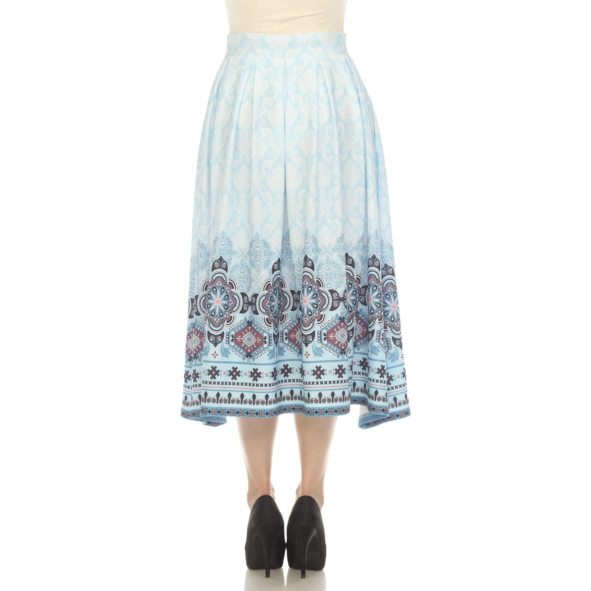 Women's Pleated Skirt with Border Prints
