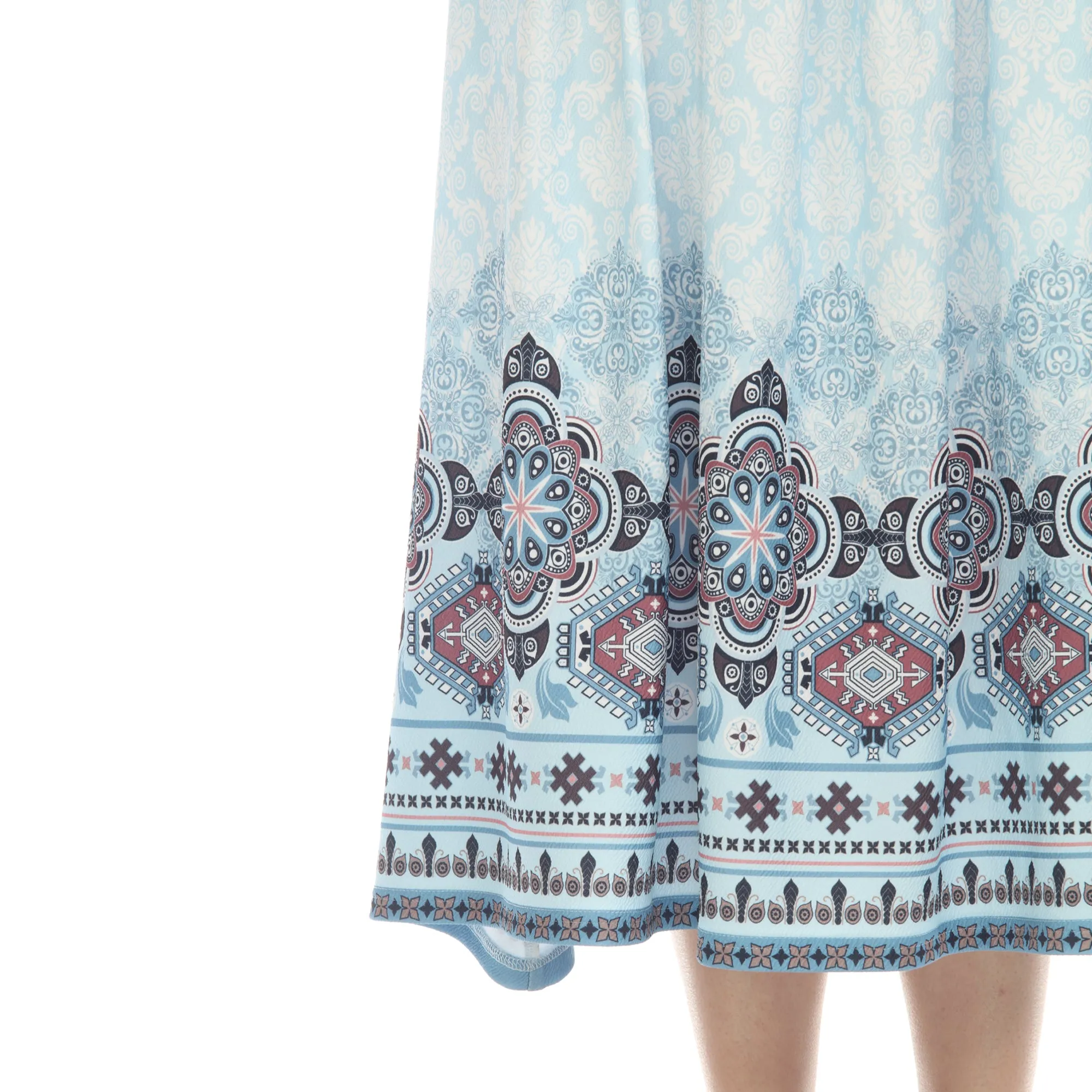 Women's Pleated Skirt with Border Prints